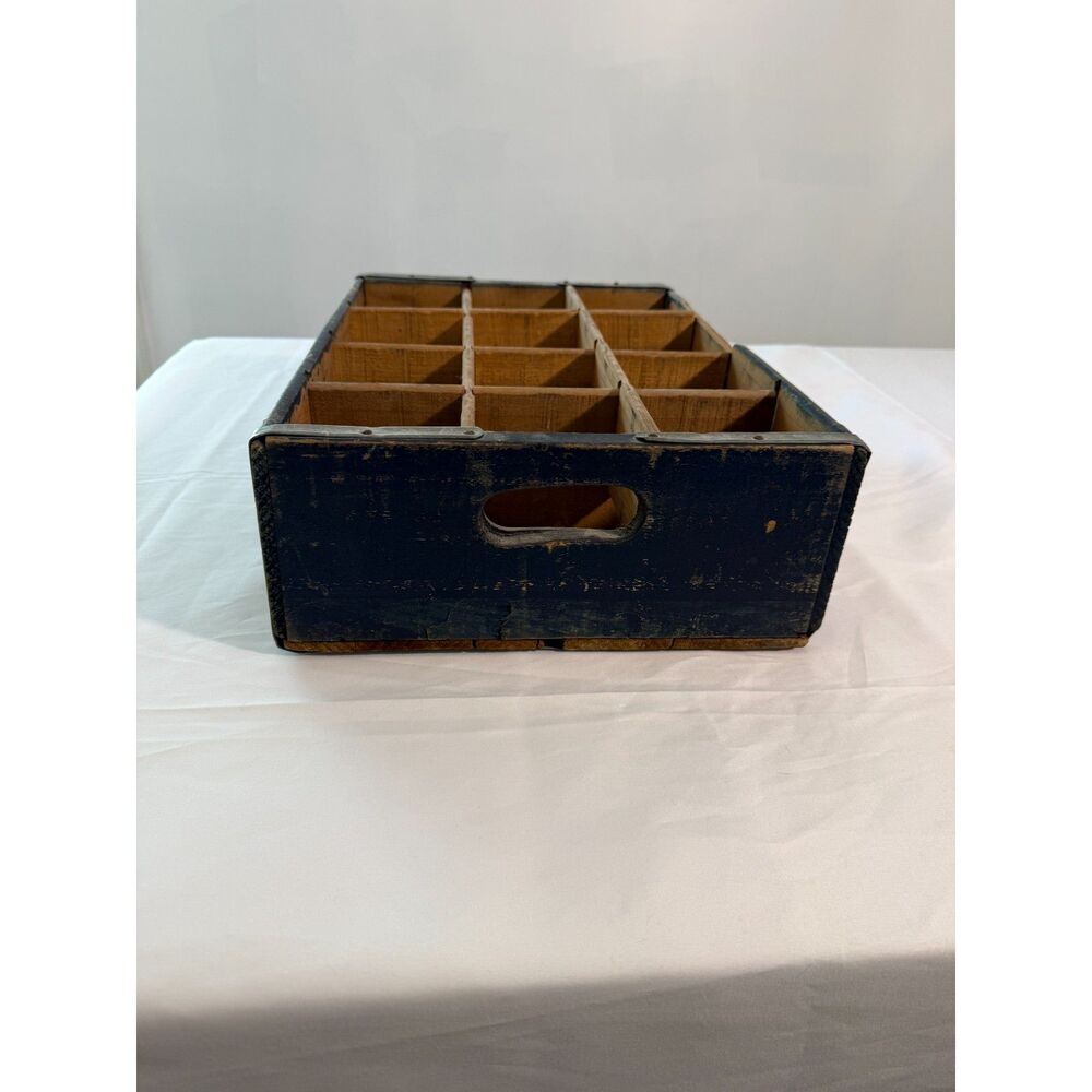 Vintage A-Treat Beverages Wooden Soda Crate 12 Bottle Carrier Advertising Box - Picture 2 of 7